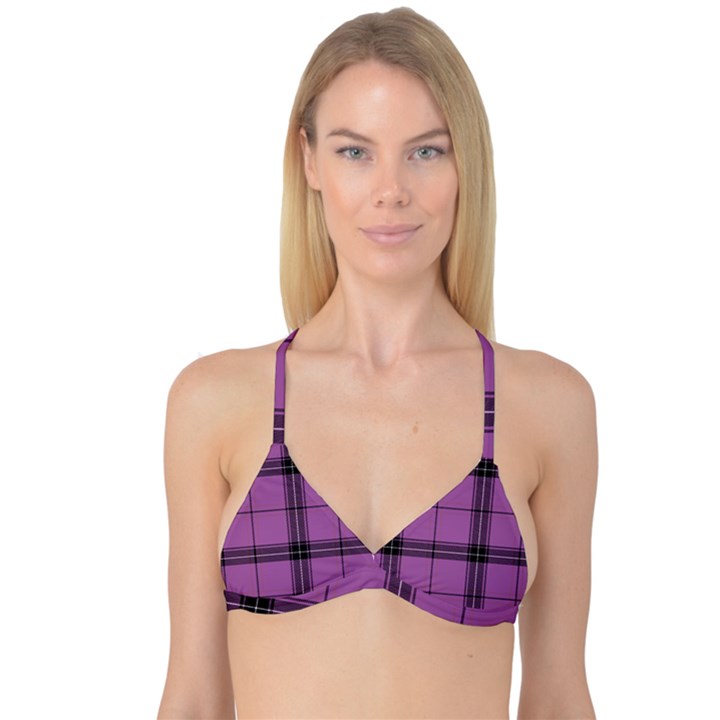 Lilac Plaid Reversible Tri Bikini Top