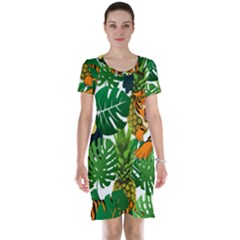 Tropical Pelican Tiger Jungle Short Sleeve Nightdress by snowwhitegirl