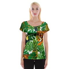 Tropical Pelican Tiger Jungle Cap Sleeve Top by snowwhitegirl