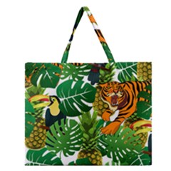 Tropical Pelican Tiger Jungle Zipper Large Tote Bag by snowwhitegirl