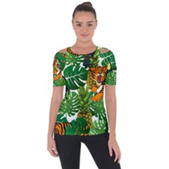 Tropical Pelican Tiger Jungle Shoulder Cut Out Short Sleeve Top by snowwhitegirl