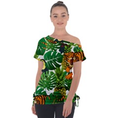 Tropical Pelican Tiger Jungle Tie-up Tee