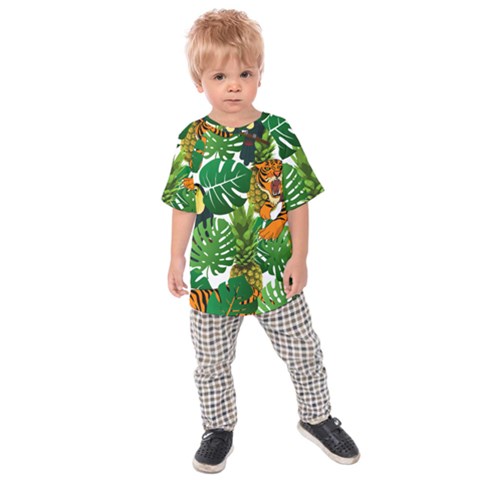 Tropical Pelican Tiger Jungle Kids Raglan Tee by snowwhitegirl