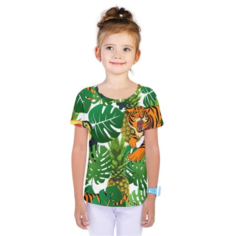 Tropical Pelican Tiger Jungle Kids  One Piece Tee by snowwhitegirl