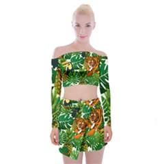 Tropical Pelican Tiger Jungle Off Shoulder Top With Mini Skirt Set by snowwhitegirl