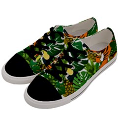 Tropical Pelican Tiger Jungle Men s Low Top Canvas Sneakers by snowwhitegirl