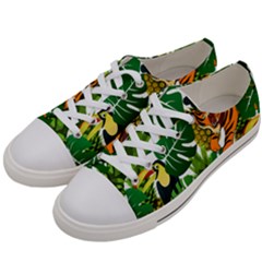 Tropical Pelican Tiger Jungle Women s Low Top Canvas Sneakers by snowwhitegirl