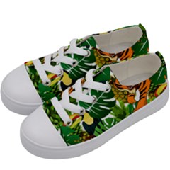 Tropical Pelican Tiger Jungle Kids  Low Top Canvas Sneakers by snowwhitegirl