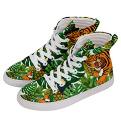 Tropical Pelican Tiger Jungle Men s Hi-top Skate Sneakers by snowwhitegirl