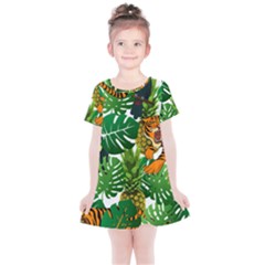 Tropical Pelican Tiger Jungle Kids  Simple Cotton Dress