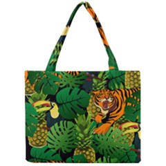 Tropical Pelican Tiger Jungle Black Mini Tote Bag by snowwhitegirl