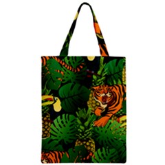 Tropical Pelican Tiger Jungle Black Zipper Classic Tote Bag by snowwhitegirl