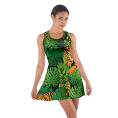 Tropical Pelican Tiger Jungle Black Cotton Racerback Dress by snowwhitegirl