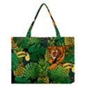 Tropical Pelican Tiger Jungle Black Medium Tote Bag View1