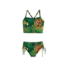 Tropical Pelican Tiger Jungle Black Girls  Tankini Swimsuit