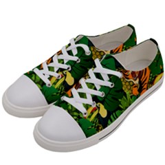 Tropical Pelican Tiger Jungle Black Women s Low Top Canvas Sneakers by snowwhitegirl