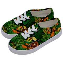 Tropical Pelican Tiger Jungle Black Kids  Classic Low Top Sneakers by snowwhitegirl