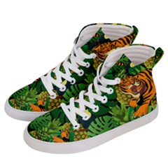 Tropical Pelican Tiger Jungle Black Men s Hi-top Skate Sneakers by snowwhitegirl