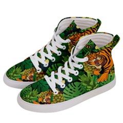 Tropical Pelican Tiger Jungle Black Women s Hi-top Skate Sneakers by snowwhitegirl