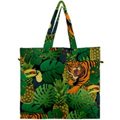 Tropical Pelican Tiger Jungle Black Canvas Travel Bag by snowwhitegirl