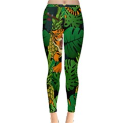 Tropical Pelican Tiger Jungle Black Inside Out Leggings