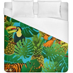 Tropical Pelican Tiger Jungle Blue Duvet Cover (king Size) by snowwhitegirl