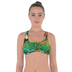 Tropical Pelican Tiger Jungle Blue Got No Strings Sports Bra by snowwhitegirl