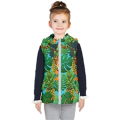 Tropical Pelican Tiger Jungle Blue Kid s Hooded Puffer Vest by snowwhitegirl