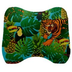 Tropical Pelican Tiger Jungle Blue Velour Head Support Cushion by snowwhitegirl