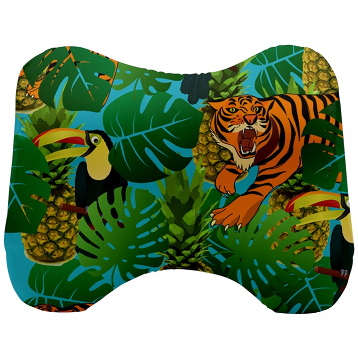 Tropical Pelican Tiger Jungle Blue Head Support Cushion