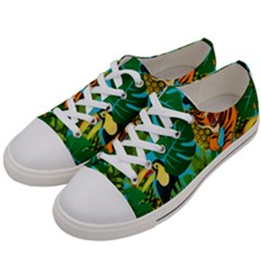 Tropical Pelican Tiger Jungle Blue Women s Low Top Canvas Sneakers by snowwhitegirl