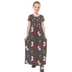 Vintage Flapper Woman Kids  Short Sleeve Maxi Dress