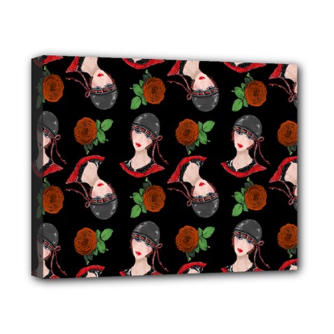 Vintage Flapper Woman Black Canvas 10  X 8  (stretched) by snowwhitegirl