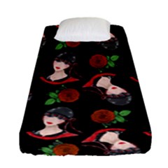 Vintage Flapper Woman Black Fitted Sheet (single Size) by snowwhitegirl