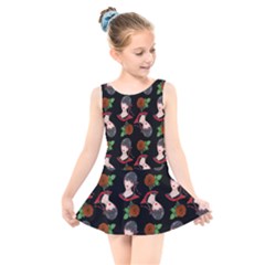 Vintage Flapper Woman Black Kids  Skater Dress Swimsuit