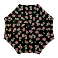 Retro Dog Floral Pattern Golf Umbrellas by snowwhitegirl