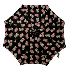 Retro Dog Floral Pattern Hook Handle Umbrellas (medium) by snowwhitegirl