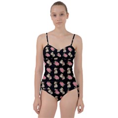 Retro Dog Floral Pattern Sweetheart Tankini Set