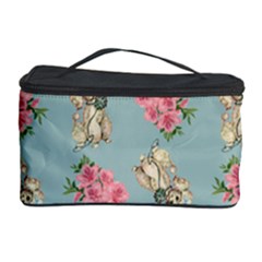 Retro Dog Floral Pattern Blue Cosmetic Storage by snowwhitegirl