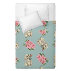 Retro Dog Floral Pattern Blue Duvet Cover Double Side (single Size) by snowwhitegirl