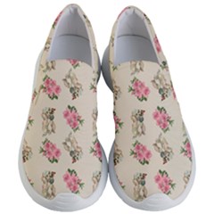 Retro Dog Floral Pattern Ecru Women s Lightweight Slip Ons by snowwhitegirl