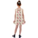 Retro Dog Floral Pattern Ecru Kids  Cross Back Dress View2