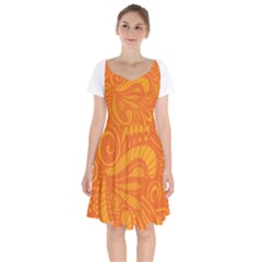 Pop Orange Short Sleeve Bardot Dress