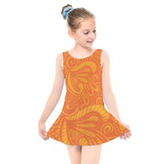 Pop Orange Kids  Skater Dress Swimsuit