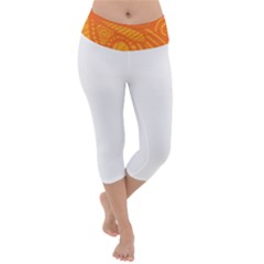 Pop Orange Lightweight Velour Capri Yoga Leggings by ArtByAmyMinori