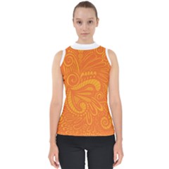 Pop Orange Mock Neck Shell Top by ArtByAmyMinori