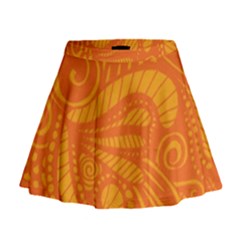 Pop Orange Mini Flare Skirt by ArtByAmyMinori