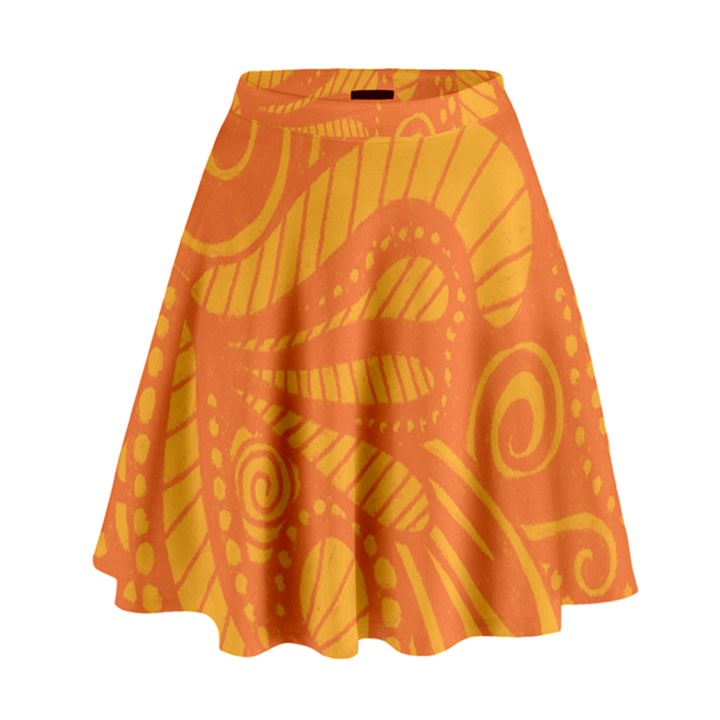 Pop Orange High Waist Skirt