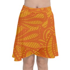 Pop Orange Chiffon Wrap Front Skirt by ArtByAmyMinori