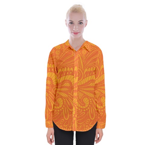 Pop Orange Womens Long Sleeve Shirt by ArtByAmyMinori